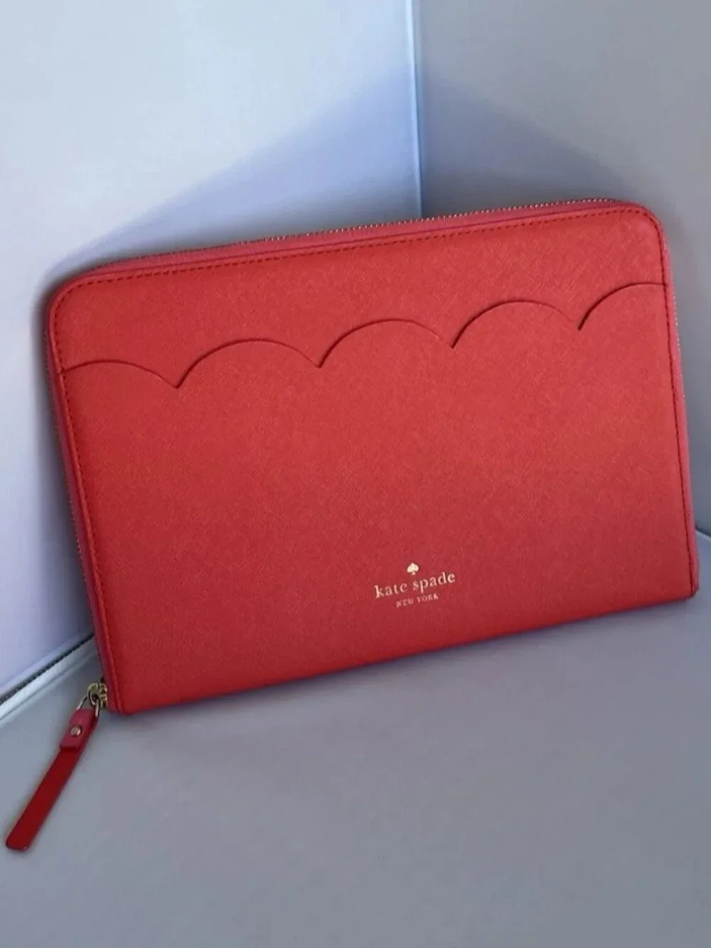 KATE SPADE New York Tablet Zip Case Folio Planner Sunset Orange color